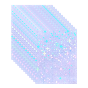 Plas Plas30 Nature Star Heart Holographic Soft Adhesive Laminate Sheet A4 Overlay PVC Waterproof Transparent Plastic Transfer - Product Image 1