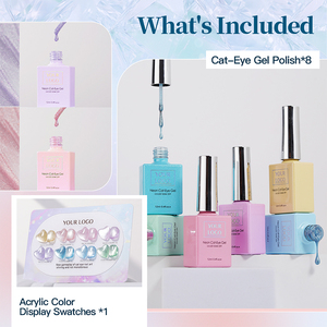 Missgel 2026 Hema&TPO Free Cat Eye Series Smalto Gel UV Magnetico Glitterato <span class=keywords><strong>Kit</strong></span> Fai da Te 8 Colori Set Gel Cat Eye Senza Hema - Product Image 2