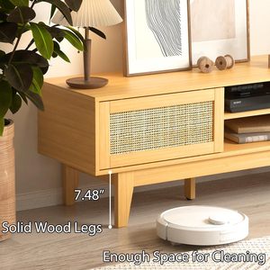 Consola multimedia <span class=keywords><strong>de</strong></span> TV <span class=keywords><strong>de</strong></span> ratán <span class=keywords><strong>de</strong></span> <span class=keywords><strong>estilo</strong></span> moderno, <span class=keywords><strong>centro</strong></span> <span class=keywords><strong>de</strong></span> <span class=keywords><strong>entretenimiento</strong></span> con estantes y puertas correderas, agujeros <span class=keywords><strong>de</strong></span> cable para sala <span class=keywords><strong>de</strong></span> estar - Product Image 6