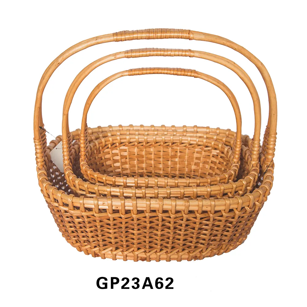 2023 New willow material Wicker Basket with Handles Natural Color for Easter Picnics Gifts Home Decor and More
