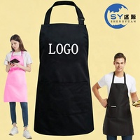 Apron Dapur Berkualitas Tinggi dengan Logo Custom Hitam Putih, untuk Pria Wanita, Berbahan Kain Tenun Bunga, Cocok untuk Restoran, Bar, dan Kebun.