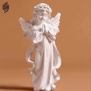 <span class=keywords><strong>Statua</strong></span> di Angelo in Resina Bianca Opaca Personalizzata, Scultura di Angioletto in Preghiera per Matrimoni e Decorazione d'Interni - Product Image 3