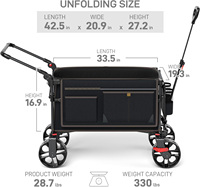 Chariot pliable avec freins, chariot de courses portable, rangement, OEM, tout-terrain, grandes roues pour le camping et la plage