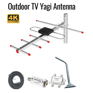 <span class=keywords><strong>Antenne</strong></span> directionnelle extérieure 1080P HDTV Yagi avec <span class=keywords><strong>câble</strong></span> de 10 m, <span class=keywords><strong>antenne</strong></span> <span class=keywords><strong>TV</strong></span> numérique directionnelle DVB-T2 ASTC pour les chaînes locales gratuites - Product Image 1
