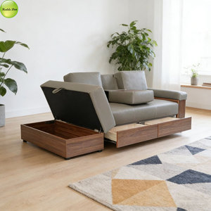 Fabricante multifunción PU en forma de L sofá cama sofá de madera en la cama con cajón de almacenamiento mesa de centro para sala de estar <span class=keywords><strong>160</strong></span> - Product Image 2