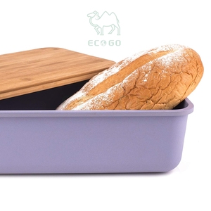 Boîte à pain rectangulaire en fibre de bambou avec couvercle en bois, boîte à pain de rangement, boîte à pain pour la cuisine - Product Image 4