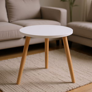 Mesa de Centro Redonda Estilo Moderno, 16 Pulgadas, Marco de Metal Blanco, Tapa de Mármol, Muebles para Sala de Estar - Product Image 2