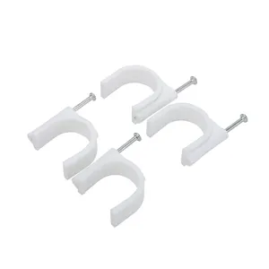 Plastic nylon round cable clip with nail wall pipe clip