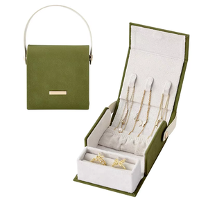 Portable Handbag Style Velvet Jewelry Box Magnetic Closure Multi-compartment <b>Storage</b> for <b>Rings</b> Necklaces Earrings - Product Image 5