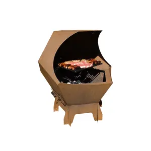Nieuw Ontwerp Professionele Buitenbarbecue Open Haard Grills Houtgestookte Roker Barbecue Voor Buiten Koken