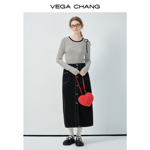 Vega chang tùy chỉnh thiết kế thời trang Phía trước nút bay mặc giản dị mắt cá chân dài nút lên váy denim cho phụ nữ - Product Image 2