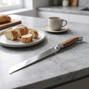 Couteaux de cuisine et accessoires <span class=keywords><strong>Couteau</strong></span> à <span class=keywords><strong>pain</strong></span> dentelé Laguiole de 8 pouces avec manche en bois d'olivier pour emballage de boîte cadeau - Product Image 3
