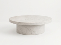 Table basse en marbre poli sur mesure, socle bas, table d'appoint en pierre naturelle pour villa, salon, hôtel, mobilier d'intérieur