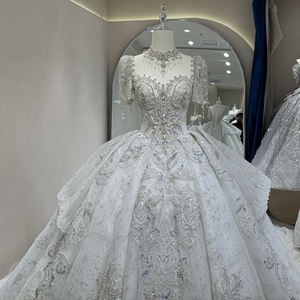 For DW0048 Party Natural Waistline Ruffles Pleat Anti-Static Short Sleeve Tassel Sequin Beaded Ball <b>Gown</b> Wedding Dresses - Product Image 2