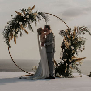 Balloons Flower Arches <b>Backdrop</b> <b>Stand</b> Kit Birthday Party Decoration Golden Round Metal Arch Wedding - Product Image 1