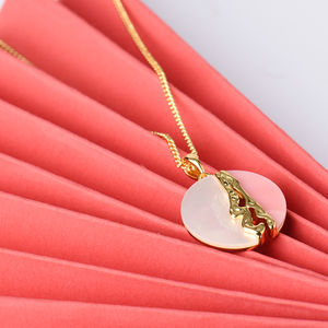 Collar con colgante de concha de reina de fregona blanca de plata de ley de la mejor calidad, Boutique de fiesta de boda de compromiso certificado GIA de moda - Product Image 5