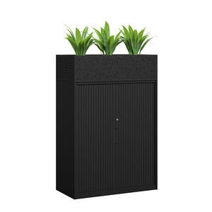 Armoire <span class=keywords><strong>de</strong></span> classement en métal avec porte à enroulement et étagère pour plantes, armoire <span class=keywords><strong>de</strong></span> rangement avec plante, adaptée aux postes <span class=keywords><strong>de</strong></span> travail <span class=keywords><strong>de</strong></span> bureau - Product Image 1