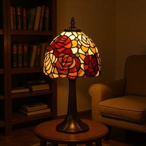 Lámparas de Mesa Rústicas de Vidrio con Cuatro Colores de Rosa, Lámparas de Noche Artísticas y Creativas para Dormitorios, Decoración Única - Product Image 3