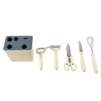 Keukenhulpjes Eierenklopperset met schaar, fruitmes, messen, flesopener - 6-delige ecologische plastic set voor thuisgebruik