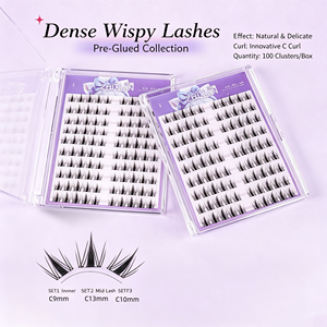 Cils volumineux souples sans colle, 0,05 mm, 100 bouquets, légers, confortables, style naturel sauvage, faux cils - Product Image 3
