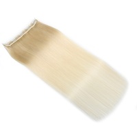Extensions de cheveux à clipser en une seule pièce de 20 pouces, 100% cheveux humains # Blond Platine 613 Lisse 60g Trame Large 5 Clips Sans Couture