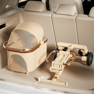 Cochecito para Mascotas, Gatos y Perros Pequeños, Transportín para Exteriores con Cubierta <span class=keywords><strong>de</strong></span> Malla, Carrito Plegable Desmontable, Carritos para Mascotas, Cochecito para Perros - Product Image 3