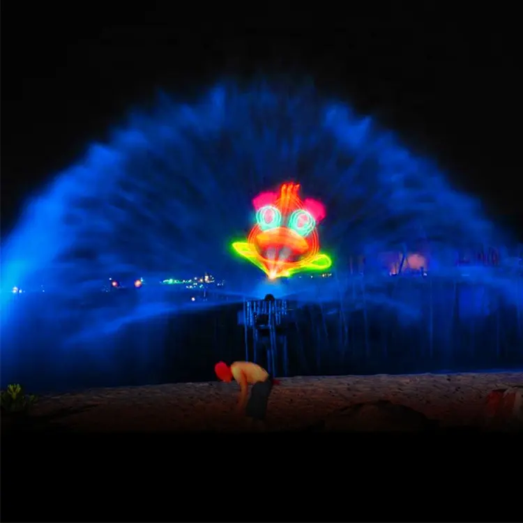 European style 3D effects outdoor projector movie big water screen projection fountain