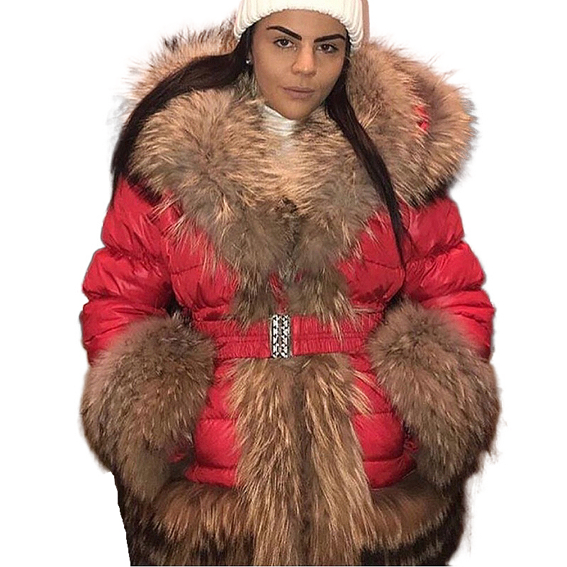 Winter Luxury Casual Ladies down Jacket Coat with Real Fur