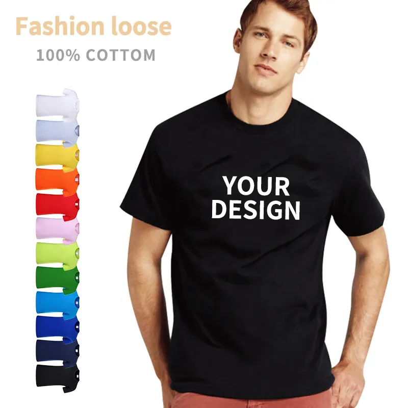 Wholesale Design Unisex In Bulk Sublimation White Graphic Plain Black Custom Printing Men 100% Cotton T-Shirt