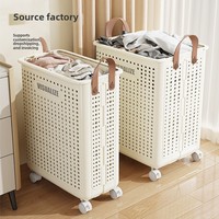 Panier à linge pliable en plastique grande capacité avec logo personnalisé, idéal pour hôtel, maison, rangement de salle de bain - Vente en gros