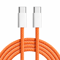 Câble de charge rapide USB C vers USB C Orange PD 60W, en nylon tressé, en cuivre pur, type C, pour smartphones