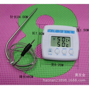 TA-238 Digital <b>Probe</b> <b>Thermometer</b> 300C Kitchen Laboratory <b>Thermometer</b> Timer with Heat Resistant <b>Probe</b> - Product Image 4