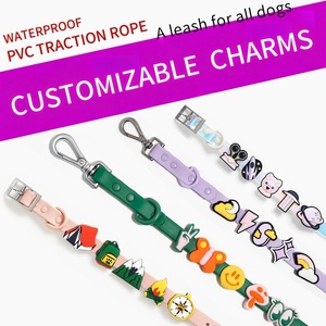 <span class=keywords><strong>Collar</strong></span> de perro de PVC ajustable personalizado de diseñador de lujo, conjunto de correa, colorido, impermeable, suave, DIY, collares para mascotas con etiqueta de dijes - Product Image 5