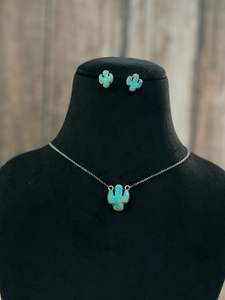 Ensemble collier et boucles d'oreilles en argent sterling fait main au design unique, rose rouge, dahlias, turquoise blanc buffle, Kingman - Product Image 4