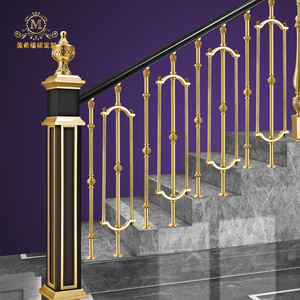 Barandillas y Pasamanos Modernos de Lujo Chapados en Oro - Material Personalizado de Cobre-Aluminio para Villas / Hoteles / Clubes - Product Image 5