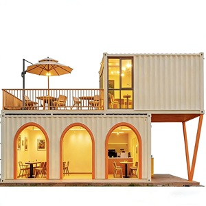 ร้านอาหารบ้านตู้คอนเทนเนอร์สมัยใหม่พร้อมหน้าต่างโค้งและระเบียงกลางแจ้งสำหรับใช้งานเชิงพาณิชย์ - Product Image 1
