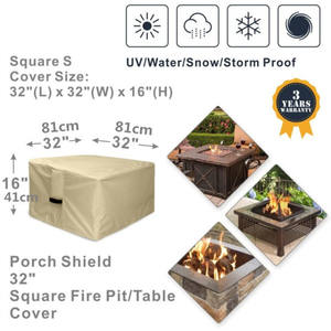 Housse de barbecue carrée imperméable, coupe-vent et résistante à la pluie pour terrasse, housse de foyer en tissu Oxford et PVC - Product Image 5