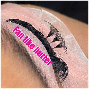 Abonnie Cils Préfabriqués Cachemire Noir Mat Effet Éventail Doux Comme du Beurre Volume Russe Velours Plateaux de Cils Foncés et Moelleux pour Professionnels - Product Image 1