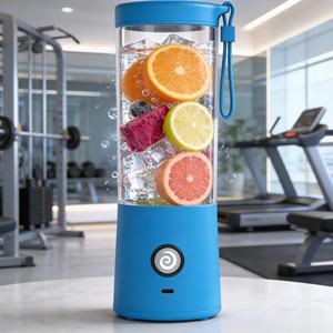 Blender USB sans BPA, robuste, électrique, portable, capacité de 450 ml, alimenté par batterie, glace rapide, jus, mode turbo pour camping-car/voiture, extérieur - Product Image 1