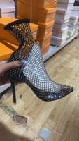 Nouvelles bottes d'été pour femmes avec fermeture éclair latérale, bottes à talon fin et haut, bottes chaussettes élastiques à bout pointu, bottines sexy à talons