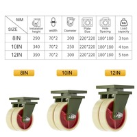 Roues pivotantes robustes 8 10 12 pouces, roues en PU, capacité de charge de 3 4 5 tonnes pour chariots de conteneurs industriels