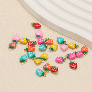 Colgante de acero inoxidable con forma de corazón de melocotón y fresa, colgante de doble cara con efecto goteo, accesorios DIY para collares y pendientes, venta al por mayor - Product Image 4