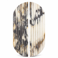 Poignée de porte d'armoire et de tiroir cannelée en marbre Calacatta Viola, artisanale, en pierre naturelle de luxe, pour maison et villa