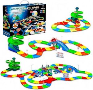Circuit de course arc-en-ciel rotatif à 360° avec 2 voitures jouets lumineuses et ensemble de rampes - Product Image 1