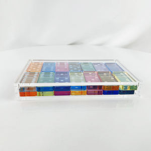 <span class=keywords><strong>Domino</strong></span> en acrylique personnalisé avec boîte de rangement en acrylique transparent Double Six dominos Décoration intérieure 28 pièces Lucite Mini Dominos Set - Product Image 6