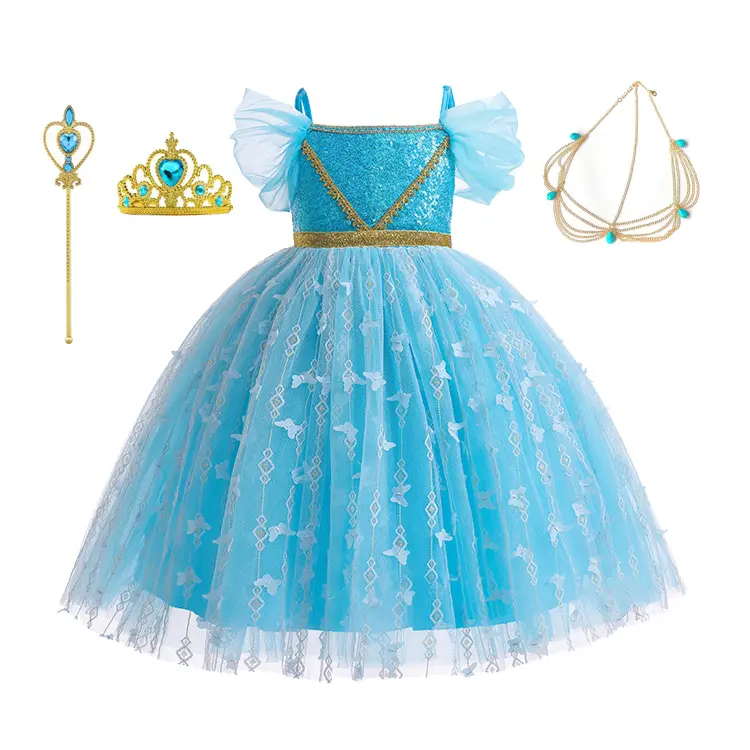 Children Fancy Girls Party Princess Dress UP Halloween Easter Jasmine Costumes Kids Cosplay Carnival