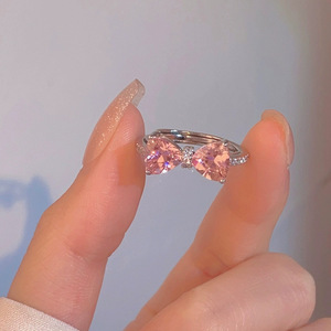 Bijoux en argent 925 de qualité supérieure, bague à nœud en zircon rose doux, bijoux pour femmes, bagues ouvertes en argent sterling 925, vente en gros - Product Image 5