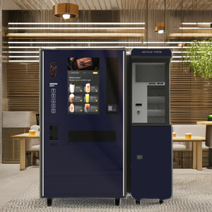 Distributeur automatique de café Loyalsuns, noir et blanc, design élégant, usage commercial, H1950xW1060xD860mm, roulettes, rotation à 360°, hauteur réglable - Product Image 4