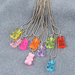Mode mignon coloré résine gelée ours pendentif <span class=keywords><strong>collier</strong></span> en gros doux boule chaîne gommeux ours en peluche <span class=keywords><strong>collier</strong></span> pour filles enfants - Product Image 1