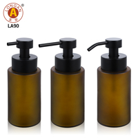 Botol Pompa Busa Tangan Mewah 300ml, Botol Kaca Amber Hitam untuk Sabun Cair Berbusa dengan Penyemprot Busa